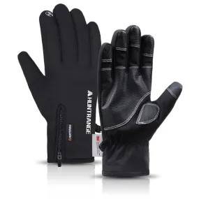 HUNTRANGE A023 Outdoor Waterproof Sports Riding Velvet Touch Screen Gloves, Size: M(Black)