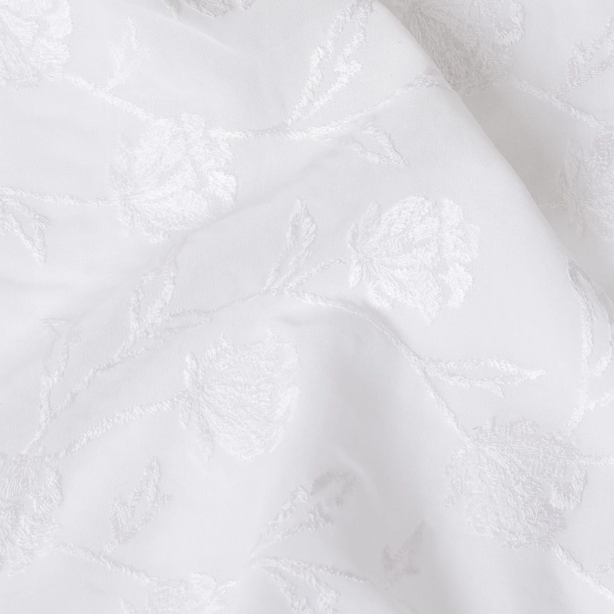 Ivory Lace Dream Embroidered Cotton Voile Fabric - Sophisticated 110cm-D17573