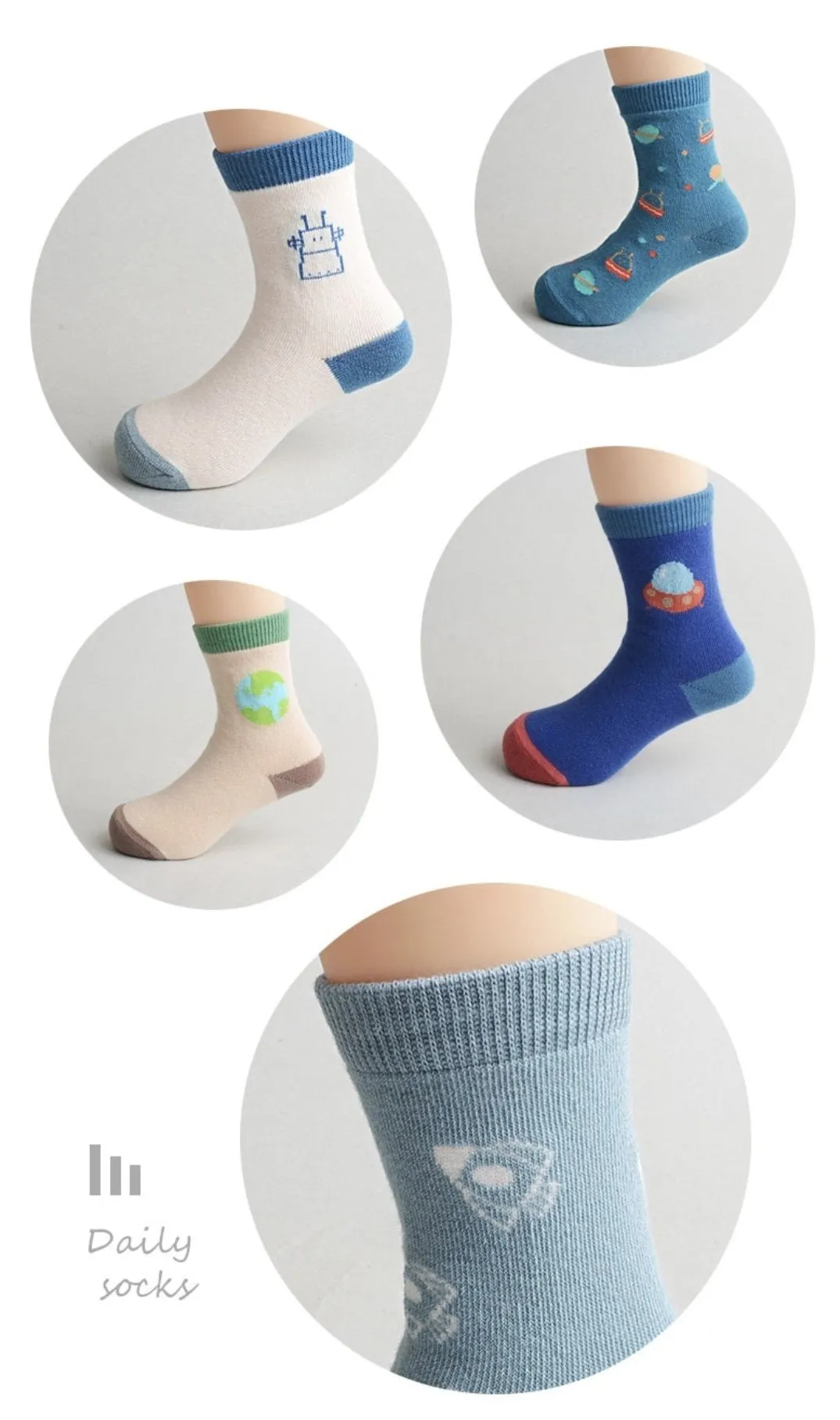 Kids Cotton Crew Socks Set-Tamsa