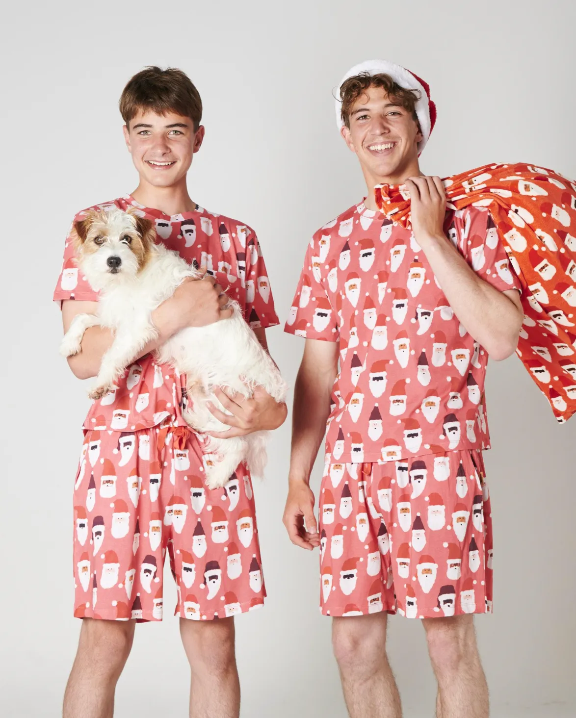 Kip & Co HoHoHo Red Men's Organic Cotton Shorts & Tee Pyjama Set