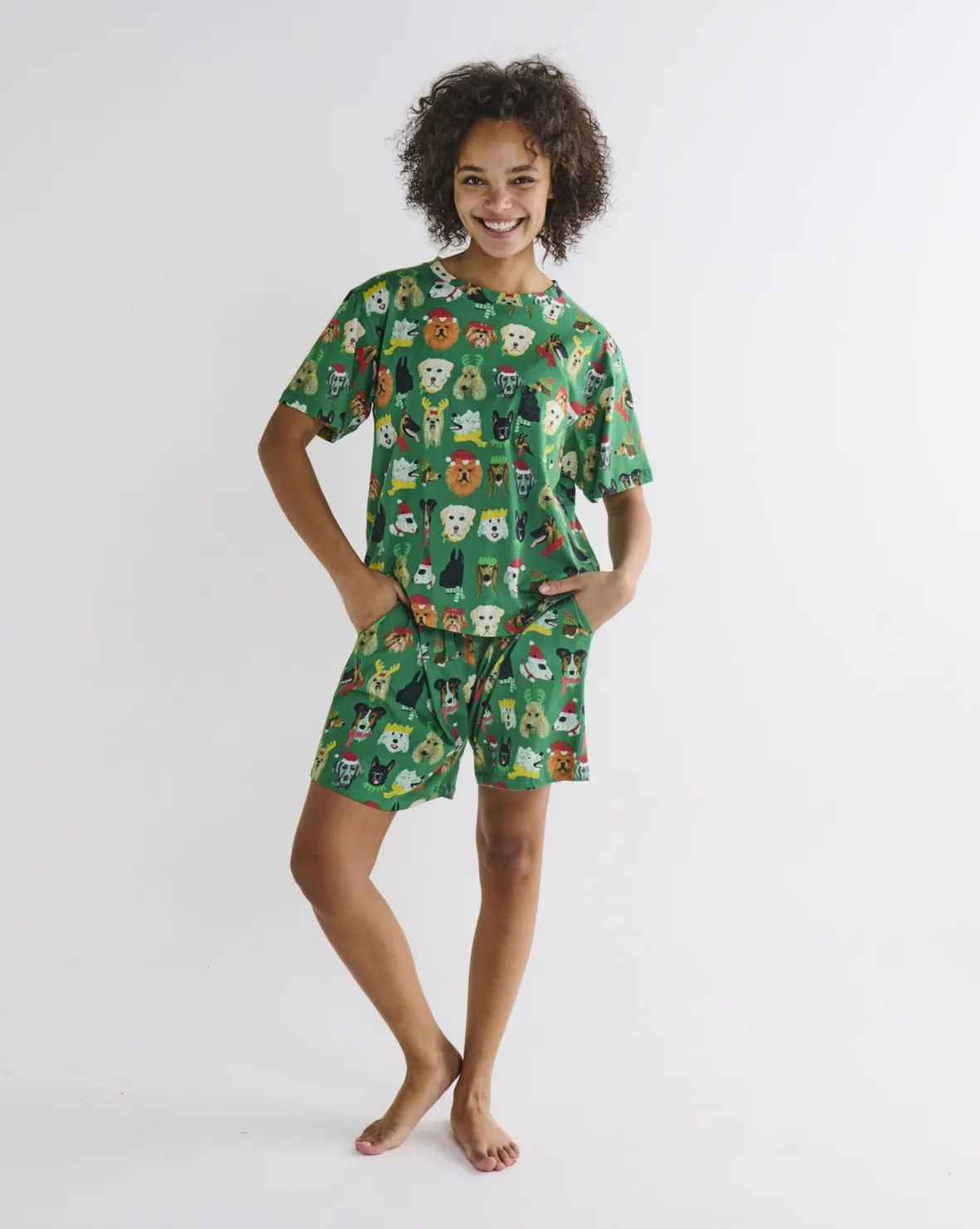 Kip & Co Santa's Little Helper Men's Organic Cotton Shorts & Tee Pyjama Set