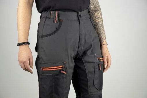 Ladies Work Trousers Charcoal/Black & Orange