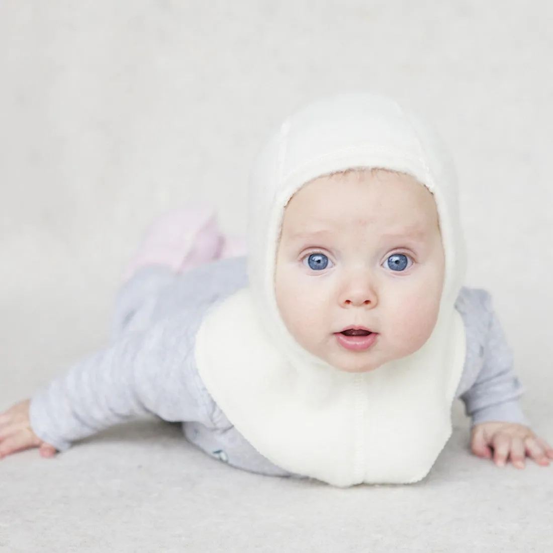 LANACare Baby Balaclava with Lace Edge - Baby (Balaclava) in Organic Merino Wool