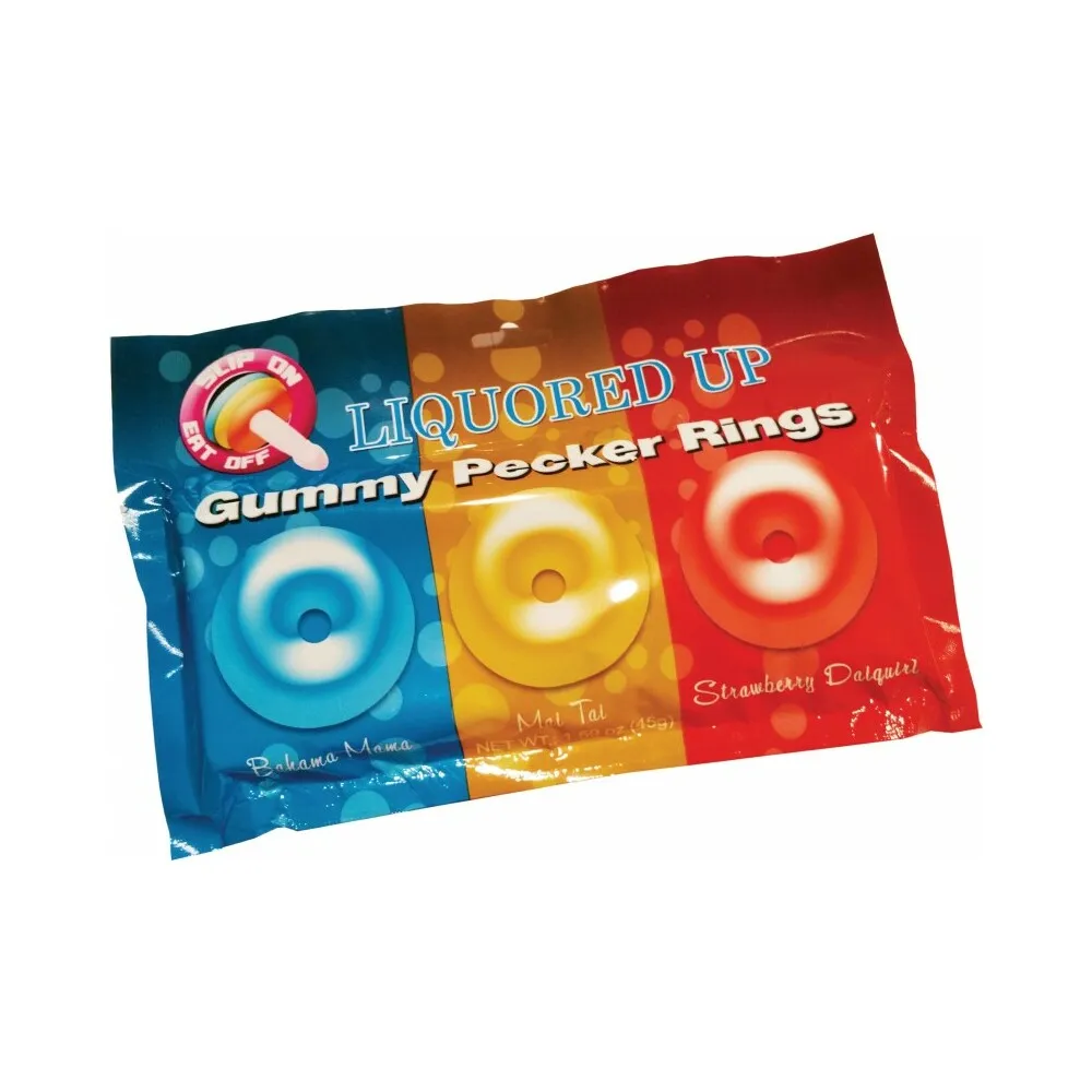 Liquored Up Pecker Gummy Rings-3pk (Bahama Mama, Mai Tai and Strawberry Daiquiri