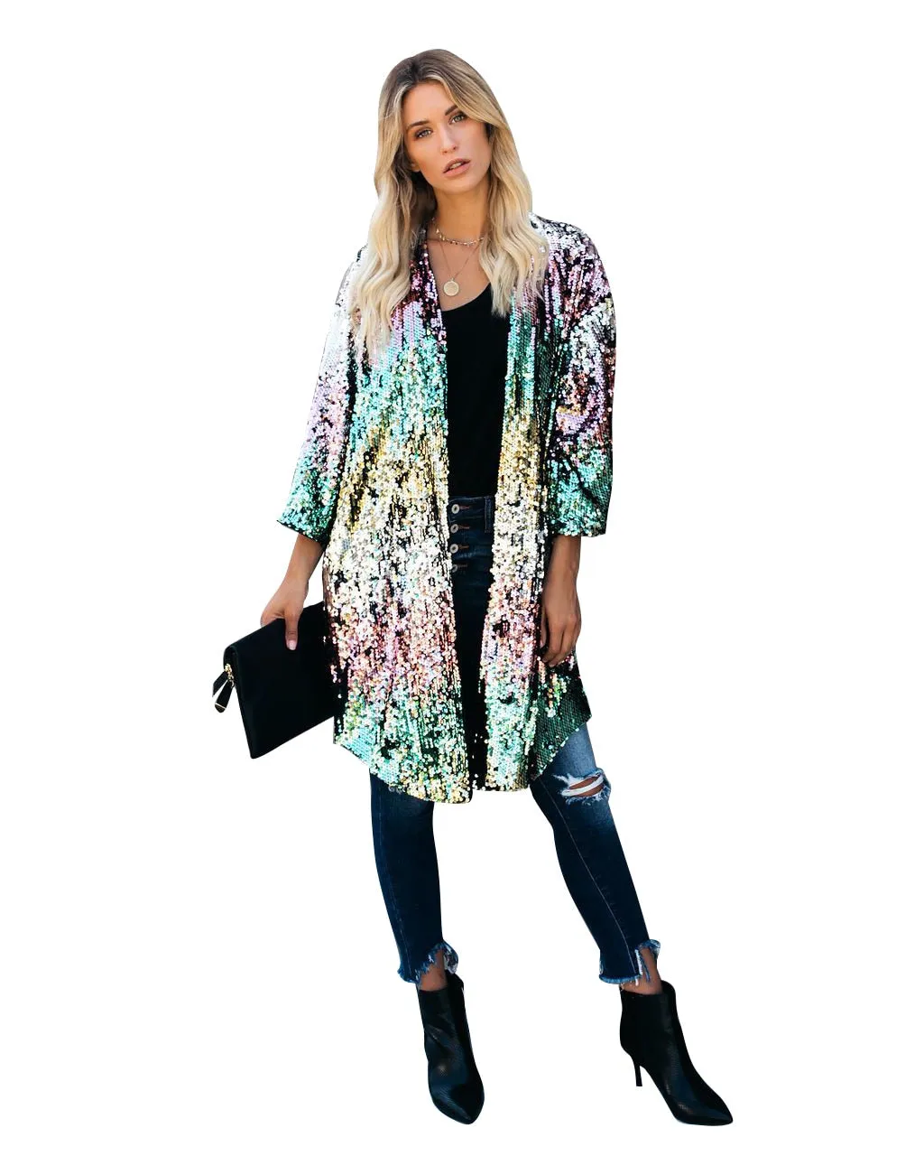 Long Multicolour Sequin Jacket