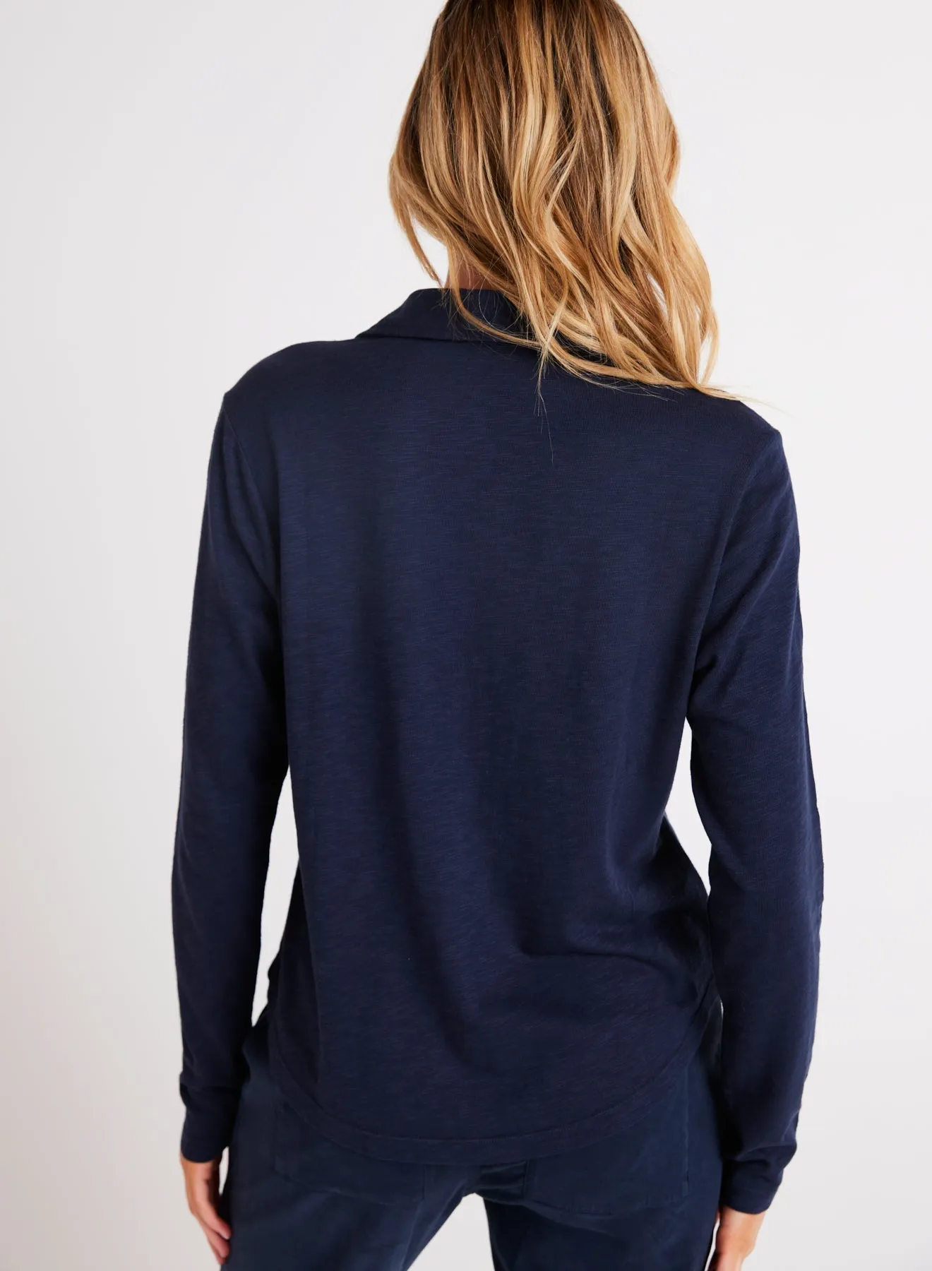 Long Sleeve Knit Button Down - Endless Sea