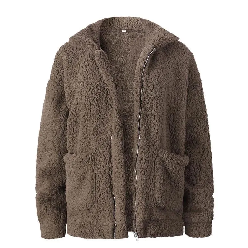 Loose Fleece Faux Shearing Fur Thick Teddy Jacket Coat