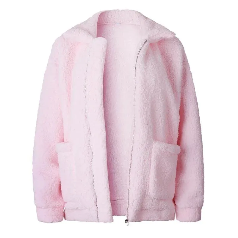 Loose Fleece Faux Shearing Fur Thick Teddy Jacket Coat