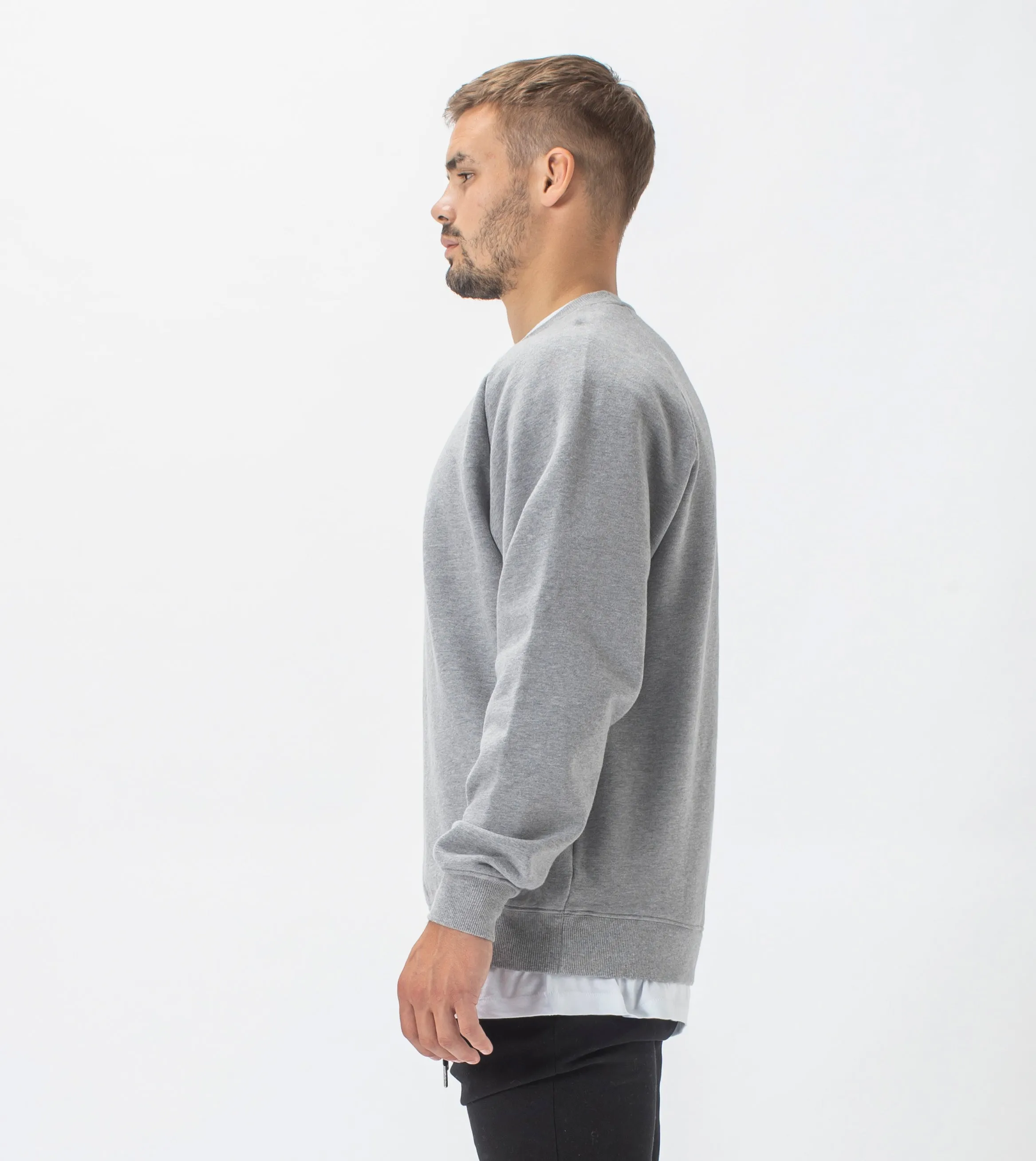 Lowgo Raglan Crew Sweat Dk Grey Marle