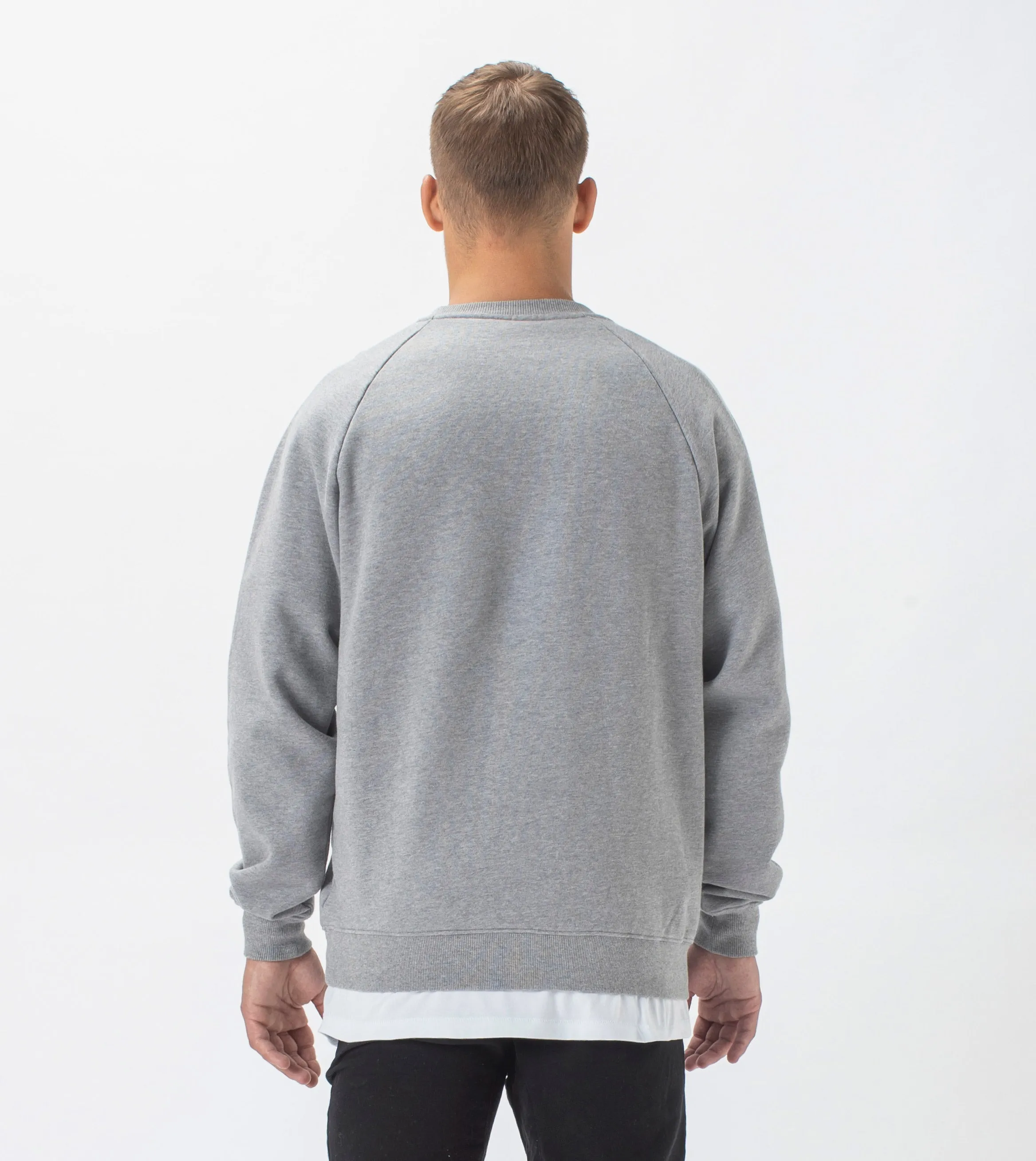 Lowgo Raglan Crew Sweat Dk Grey Marle