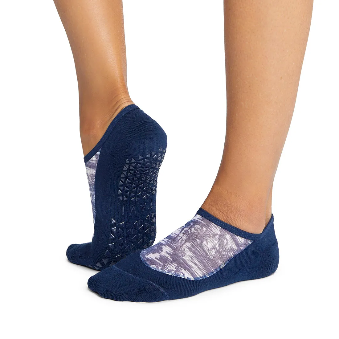 Maddie Grip Socks - Navy Tropic Toile (Pilates / Barre)