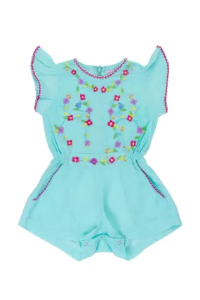 magnolia sunsuit sea glass with colour hand stitch