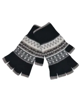 Marischal Fair isle fingerless gloves - Black