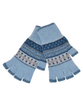 Marischal Fair isle fingerless gloves - Blue