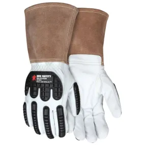 MCR Safety 48406K Premium Grain Goatskin Leather, 5 Inch Split Cowskin Cuff Welding Work Gloves, White, 1 Pair