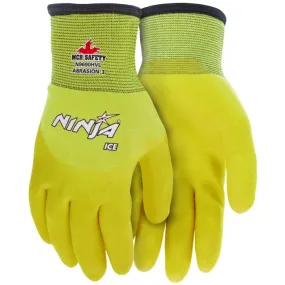 MCR Safety Ninja Ice N9690HVM Over The Knuckle Coated, Insulated Work Gloves, Hi-Vis Lime, Medium, 1 Dozen