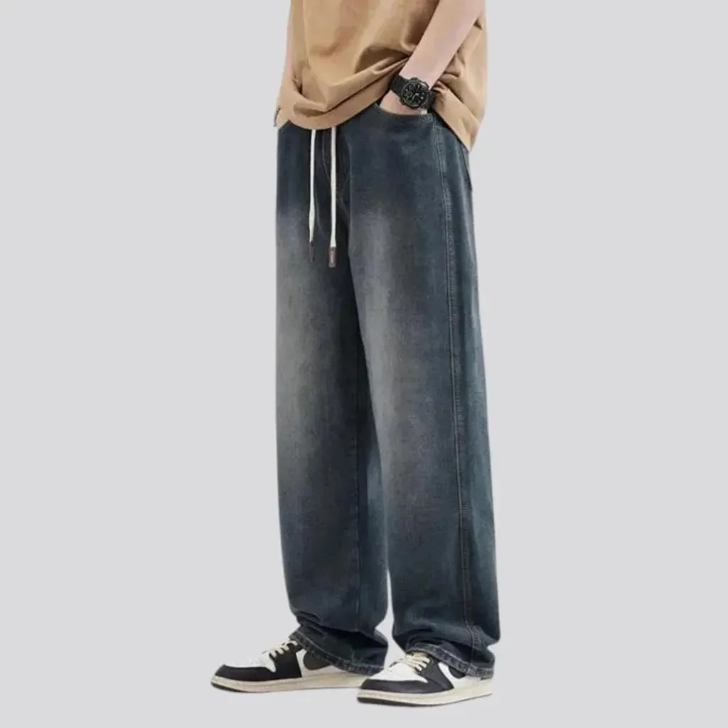 Medium rise baggy men's jean joggers