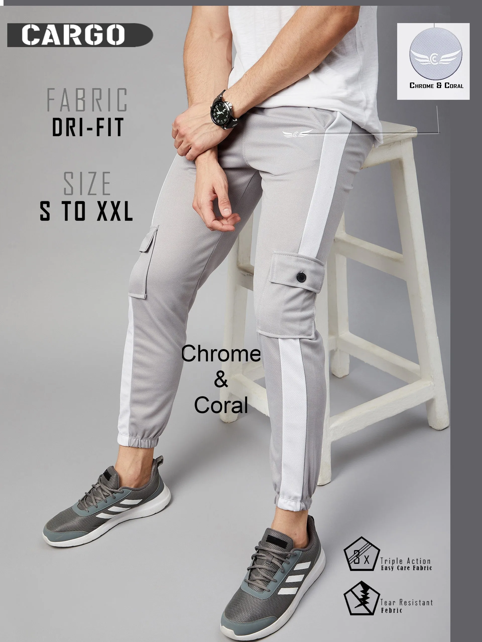 Men Colorblock Grey Hiking Track Pants (Pack of 1)