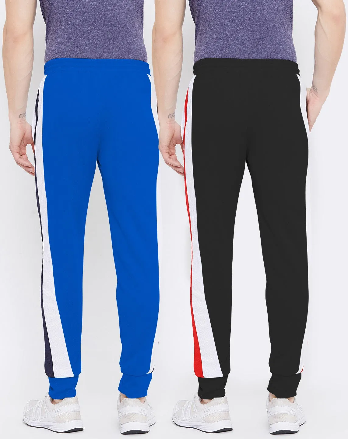 Men Solid Black/Blue Hiking Track Pants (Pack of 2)