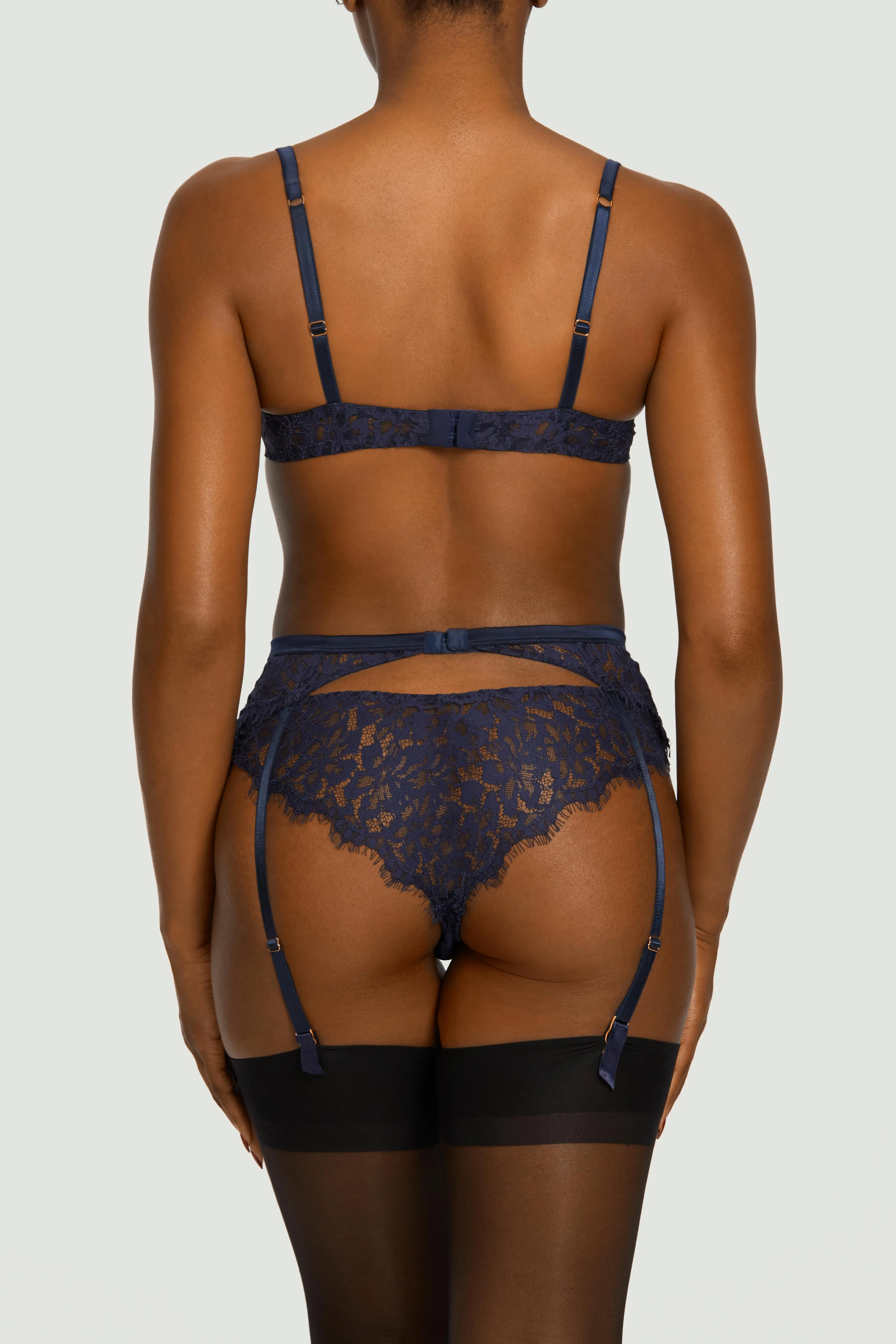 Muse by Coco de Mer Beatrice Suspender Belt in Navy