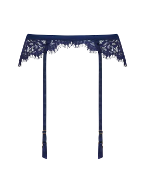 Muse by Coco de Mer Beatrice Suspender Belt in Navy