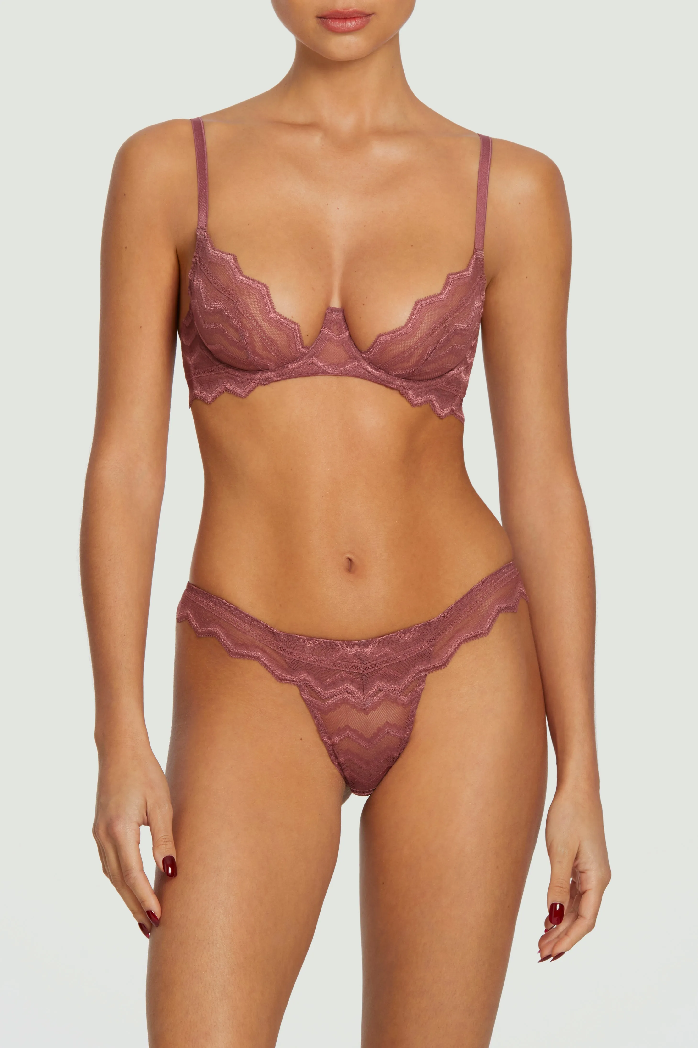 Muse by Coco de Mer Margot Plunge Bra in Deep Rose