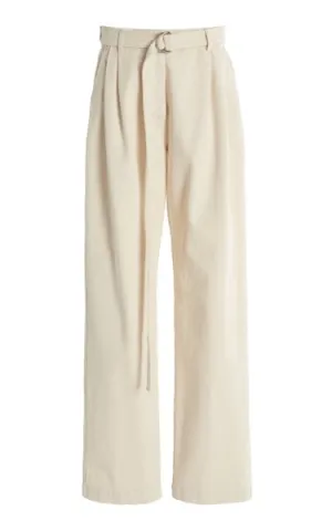 Off White Cotton Wide Leg Pant