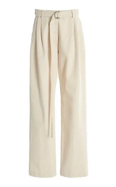 Off White Cotton Wide Leg Pant