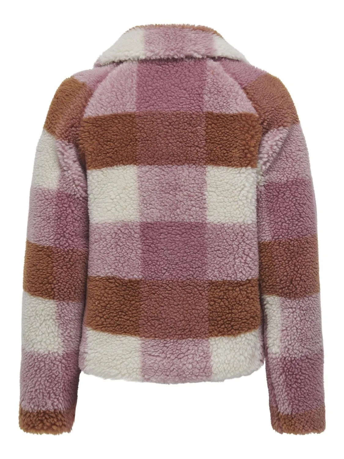 Only - Blush Pink Check Teddy Jacket