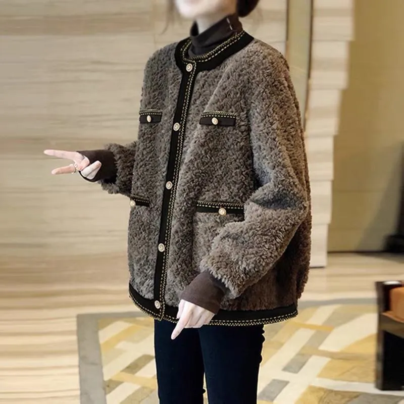 Open Front Chic Brown Teddy Coat