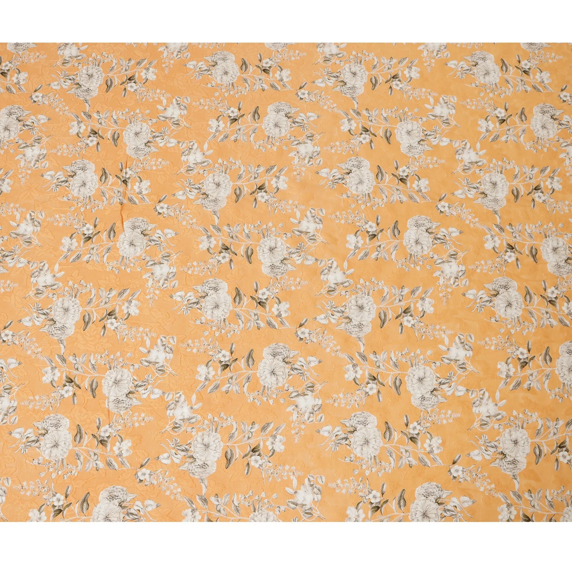 Orange Floral Cotton Uragiri Voile with Jacquard, 110 cm Width-D20570