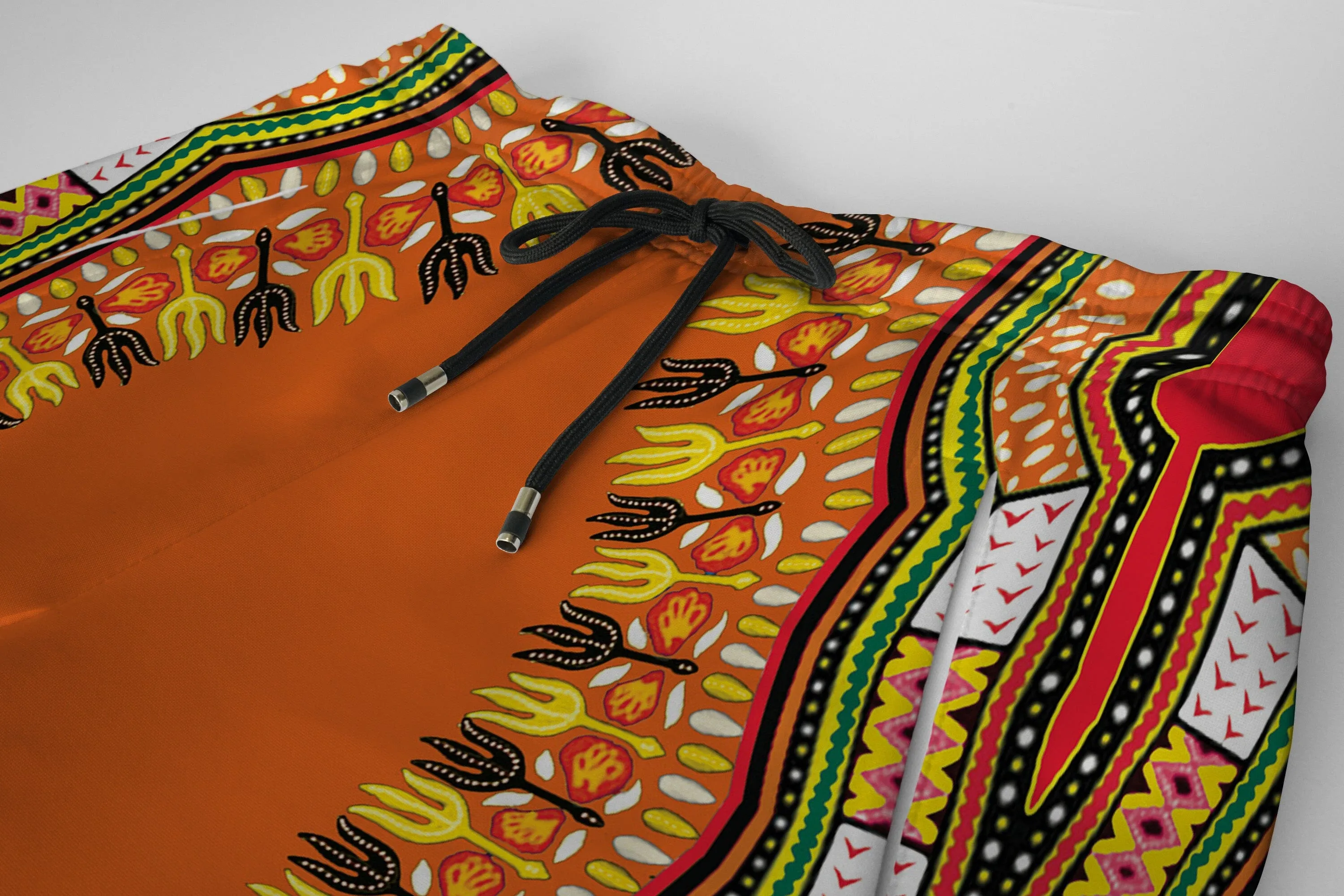 Printed Dashiki In Orange Joggers