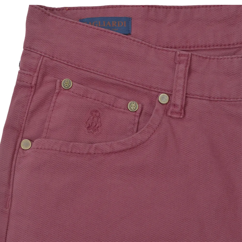 Raspberry Nailhead Five Pocket Trousers