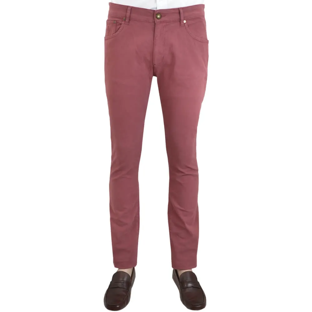 Raspberry Nailhead Five Pocket Trousers