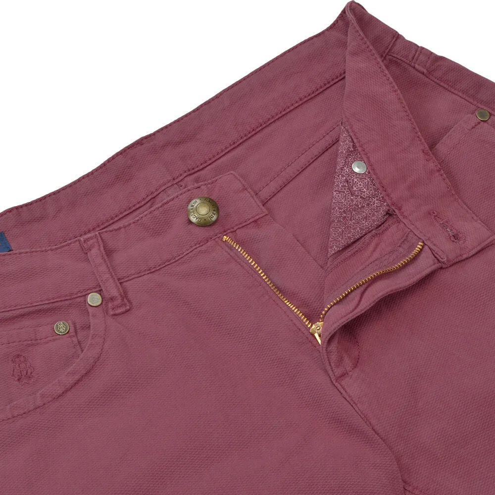 Raspberry Nailhead Five Pocket Trousers