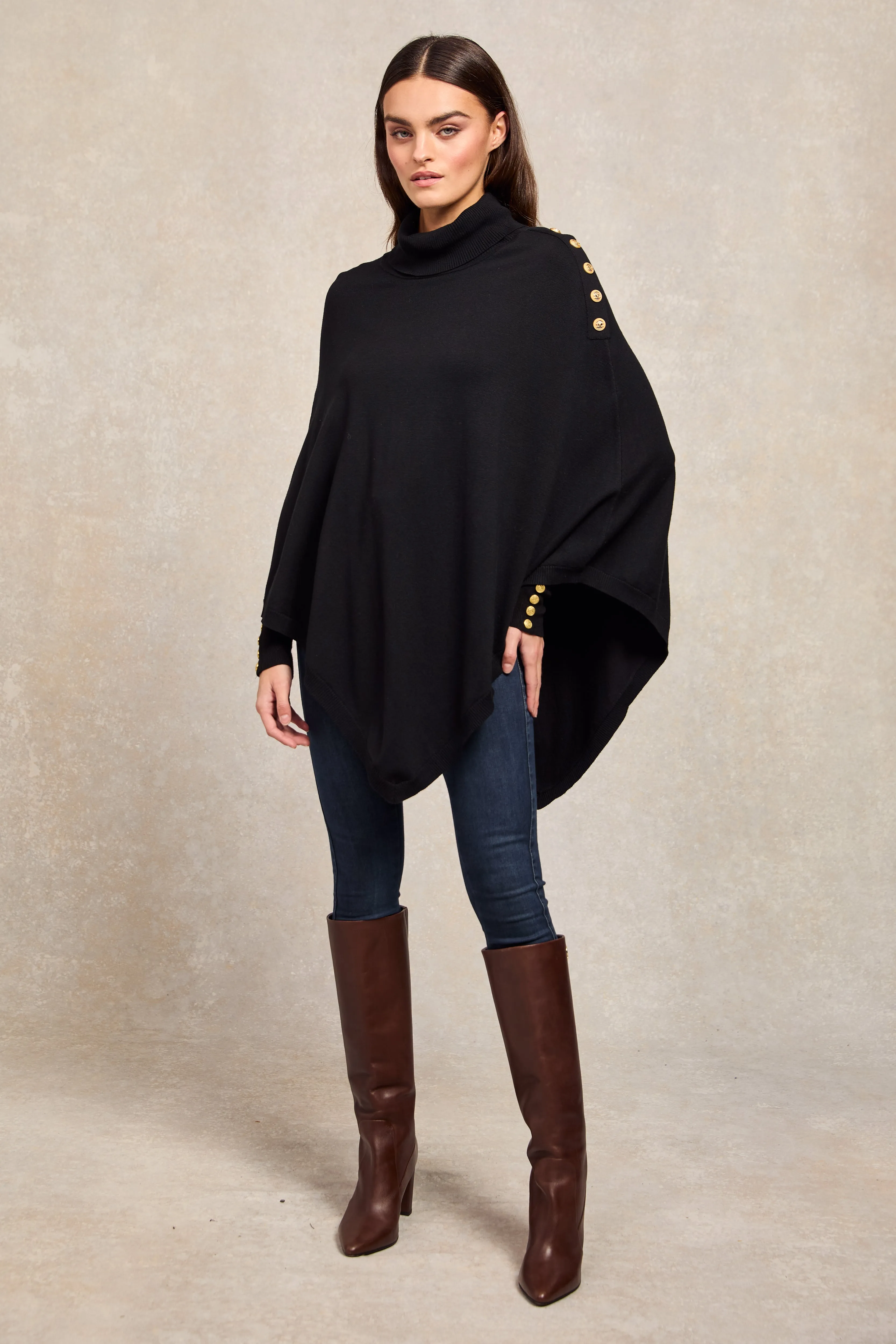 Roll Neck Cape (Black)