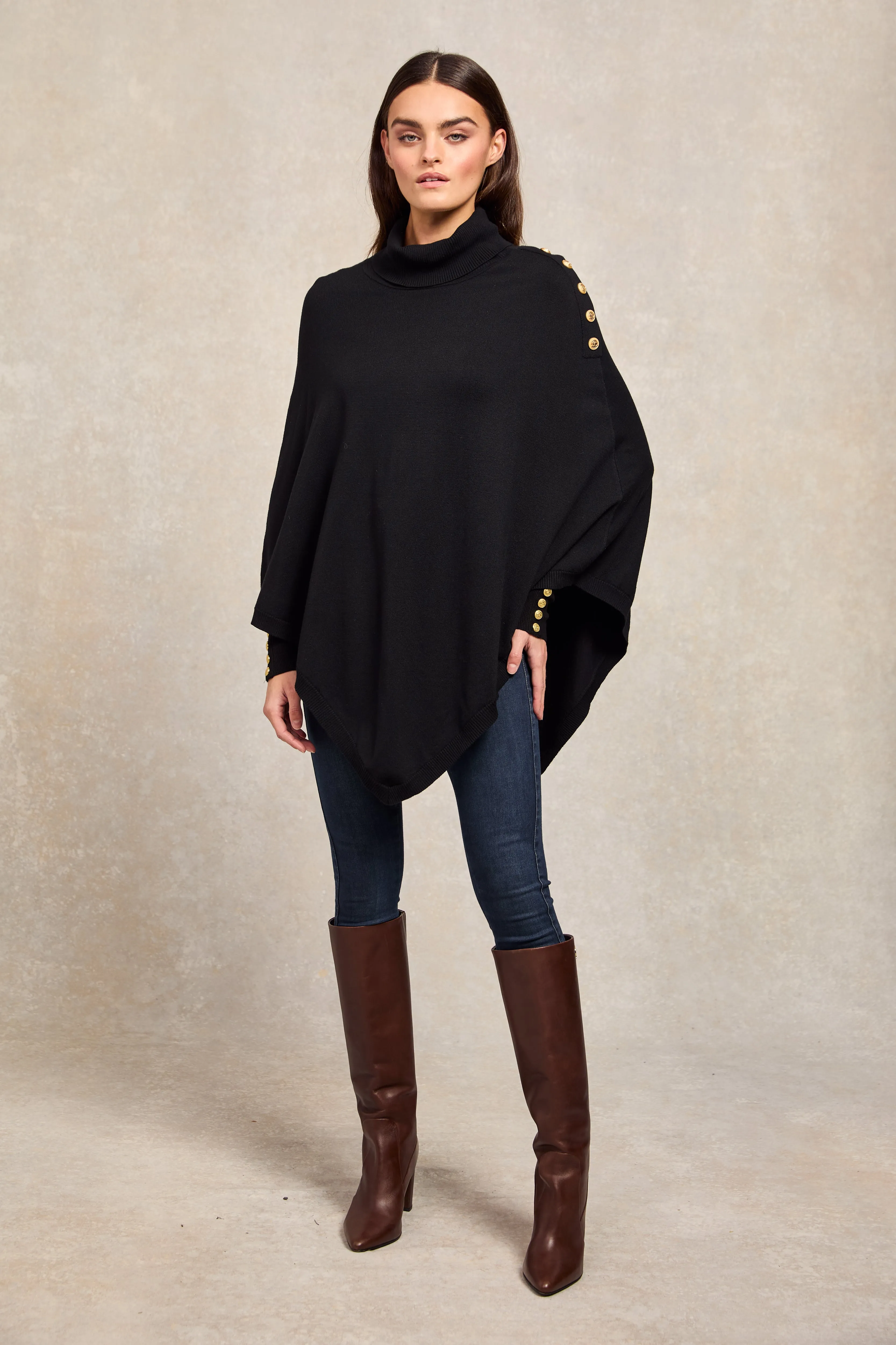 Roll Neck Cape (Black)