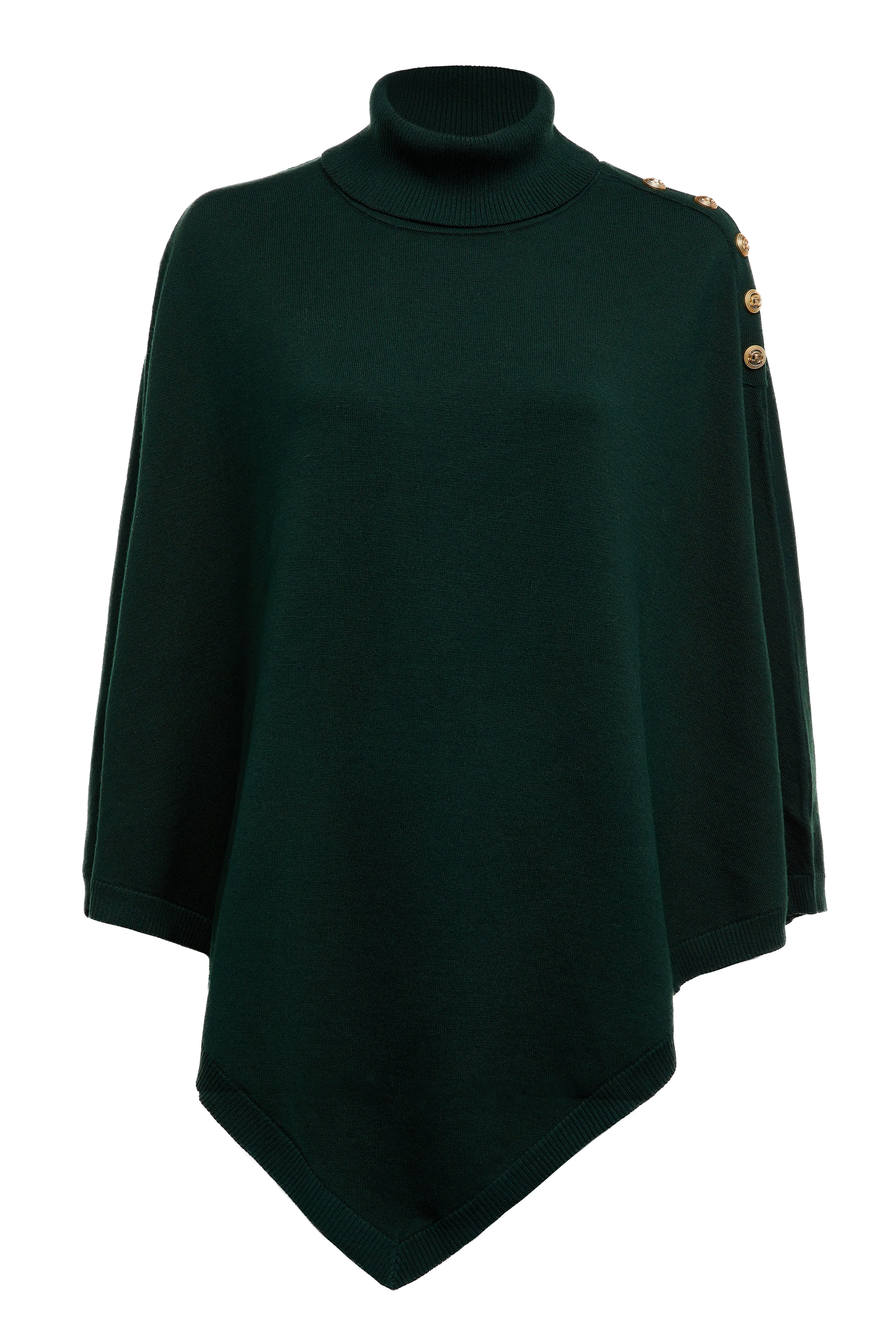 Roll Neck Cape (Deep Emerald)