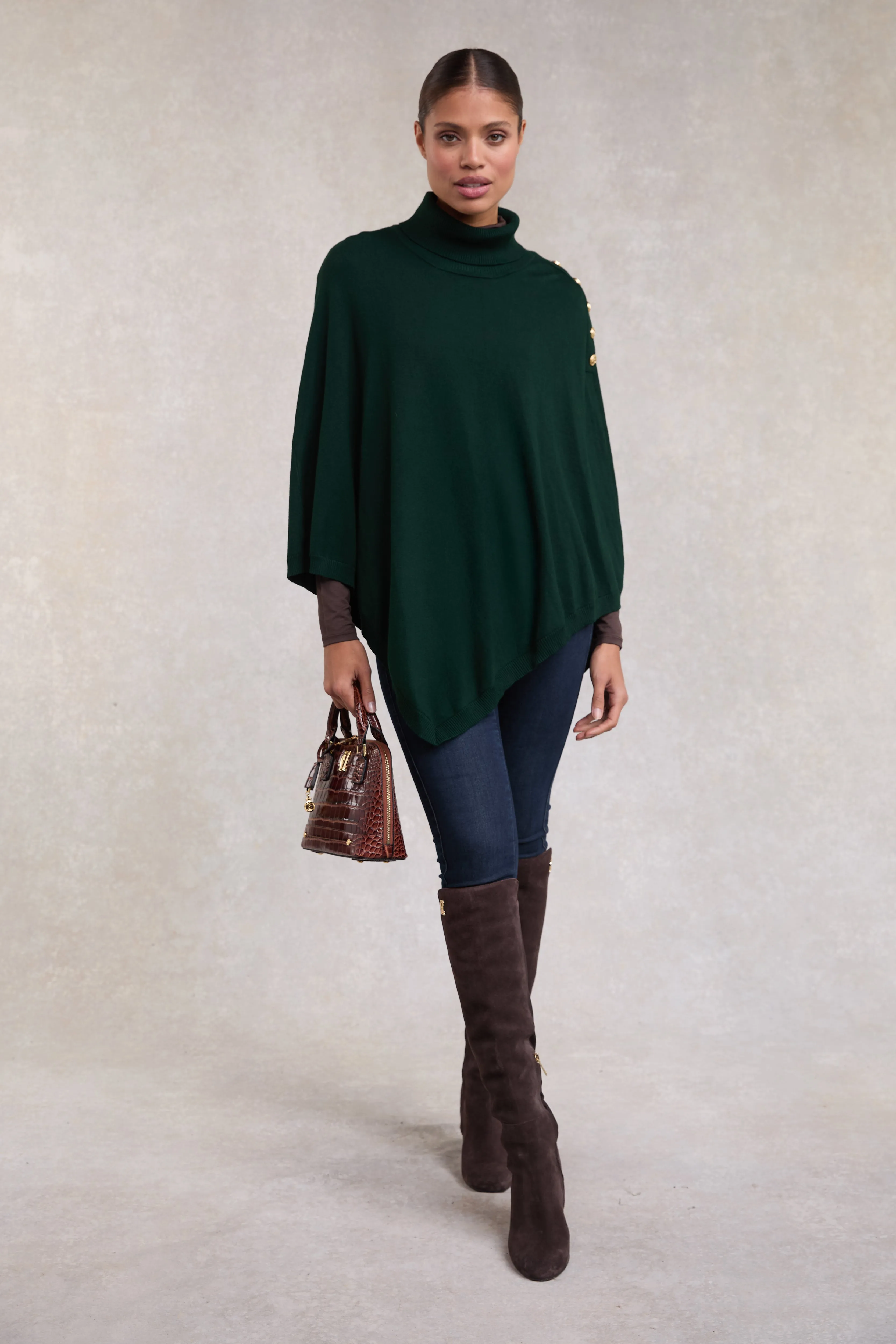 Roll Neck Cape (Deep Emerald)