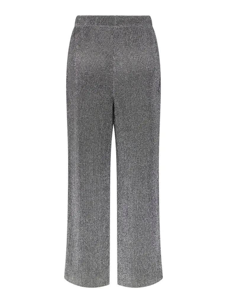 Roya High Waist Trousers - Metallic Silver Mink