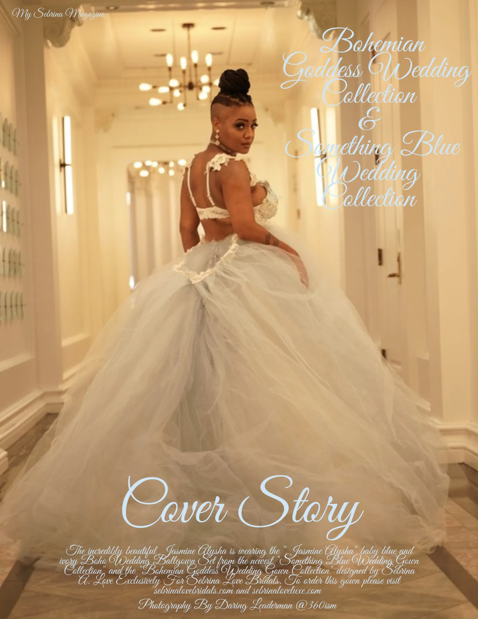 Sample Gown Set Only "JASMINE ALYSHA" Blue & Ivory Tulle & Lace Wedding Ballgown Set