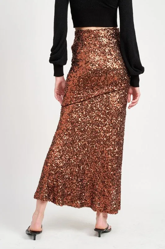 Sequin High Waist Maxi Skirt