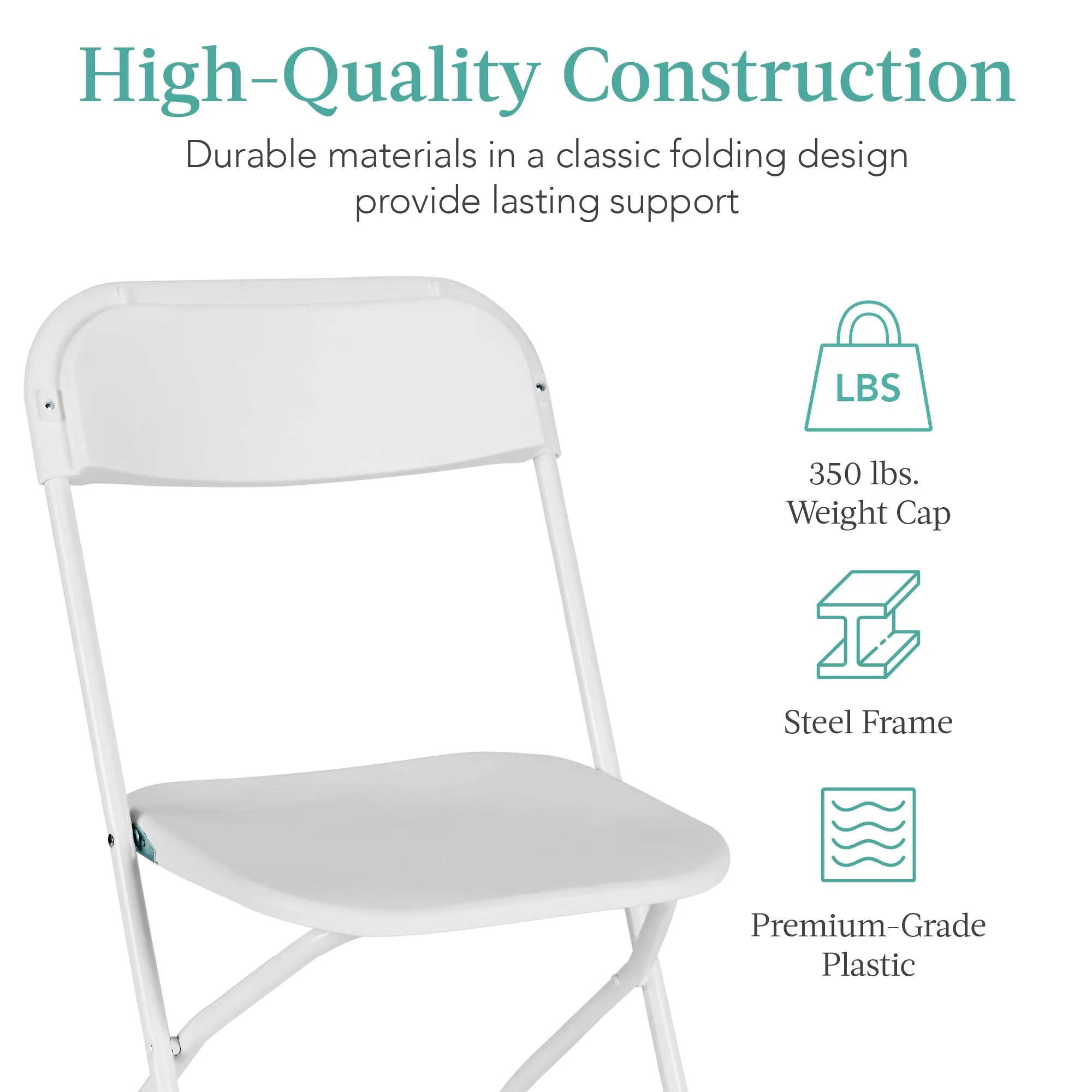 Set of 10 Folding Stacking Plastic Chairs w/ Non-Slip Feet