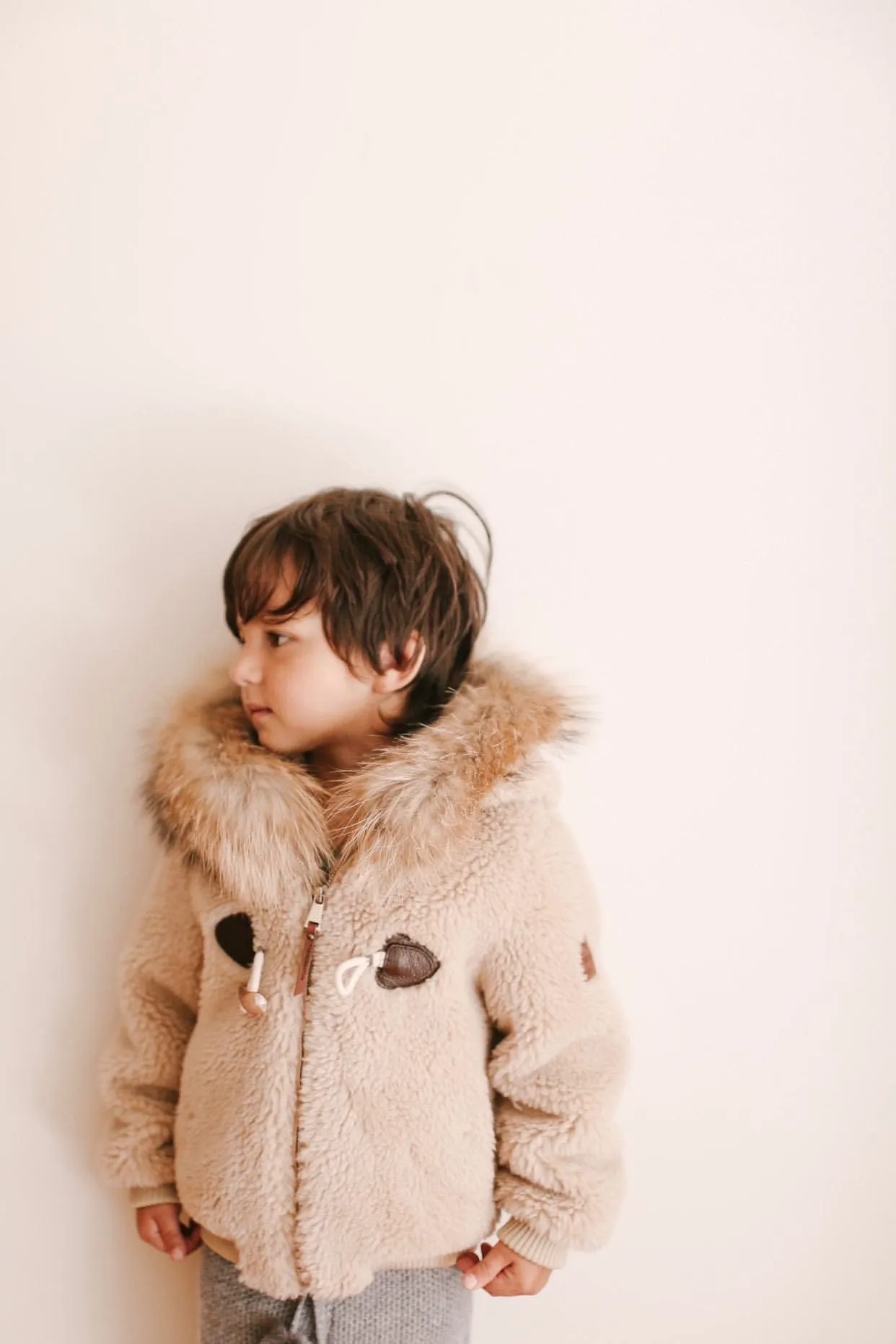 Shearling Camel Bomber Coat Faux Fur