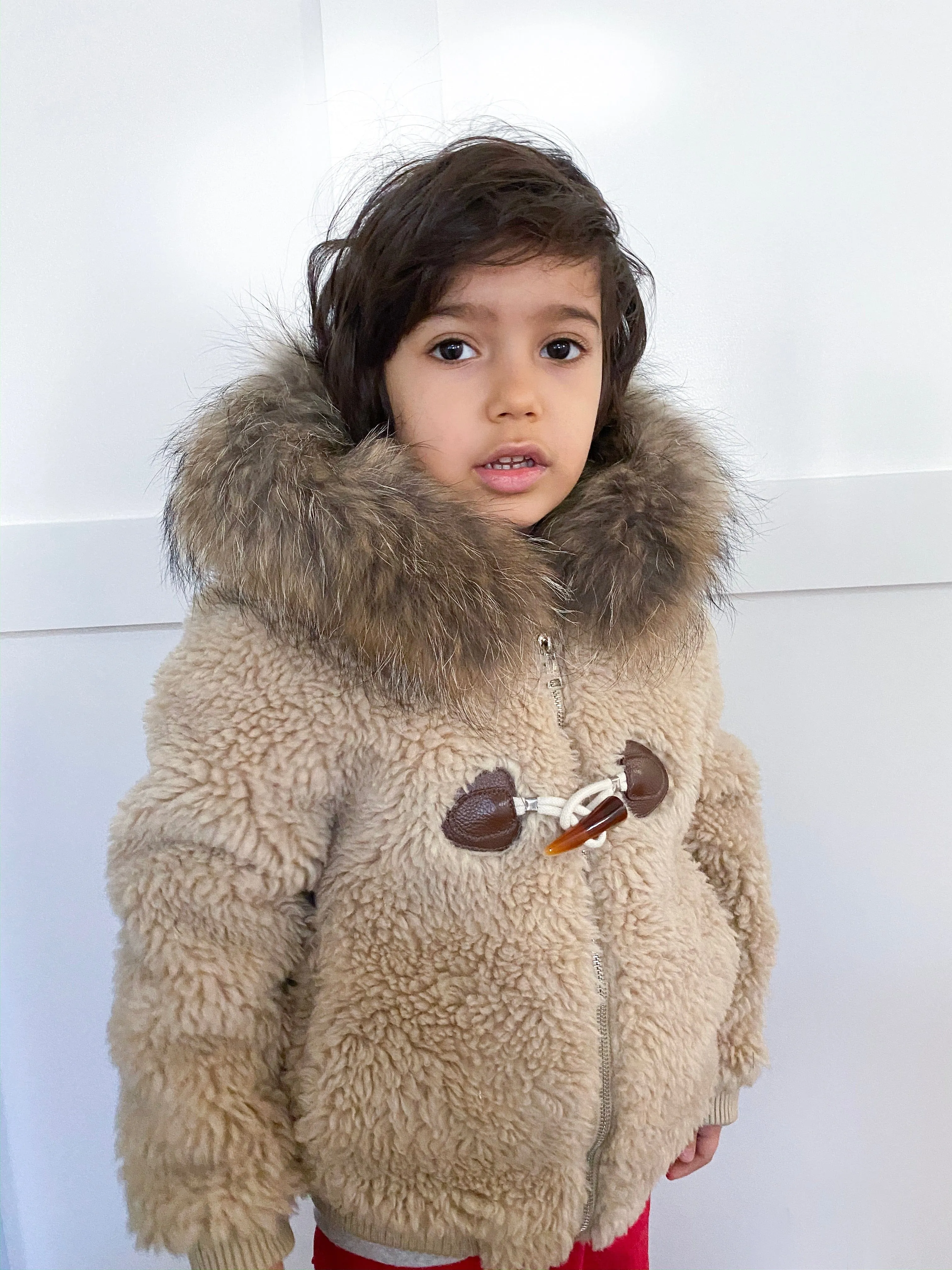 Shearling Camel Bomber Coat Faux Fur