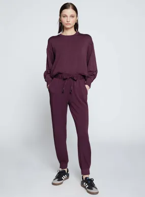 STA Cherry Liquor Fleece Pleated Hem Jogger