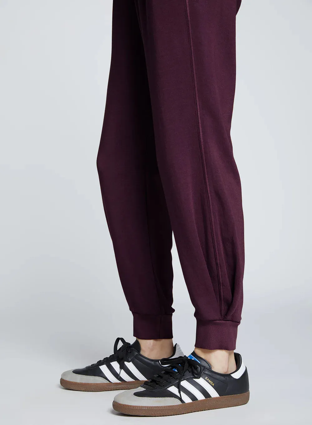 STA Cherry Liquor Fleece Pleated Hem Jogger