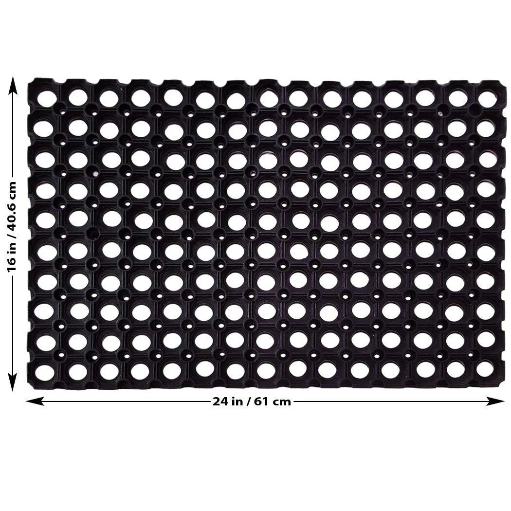 Status Contract Status PVC Rubber Outdoor Door Mat for Home/Bathroom/Bedroom/Office/Main Door/Rainy Season (41X61 Cm, Black)-Pack of 1