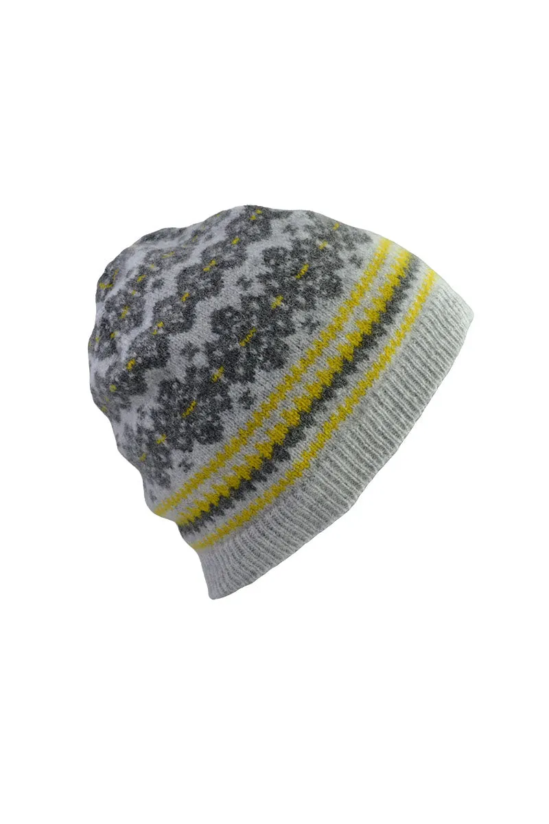 Stockbridge Fair isle Beanie Hat - Grey