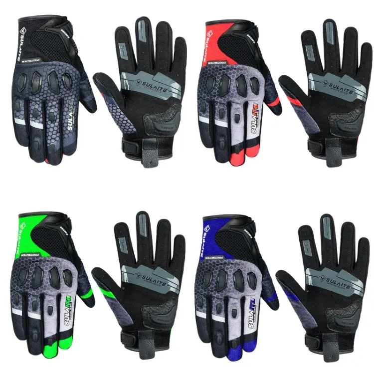 SULAITE Motorcycle Anti-fall Touch Screen Breathable Mesh Cycling Gloves, Size: M(Black Red)